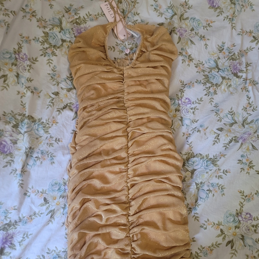 OH POLLY Ruched Keyhole Midi Dress - Picture 6 of 7